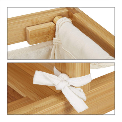 Bathroom shelf with bamboo laundry basket