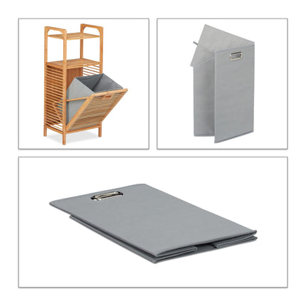 Bathroom shelf with laundry basket