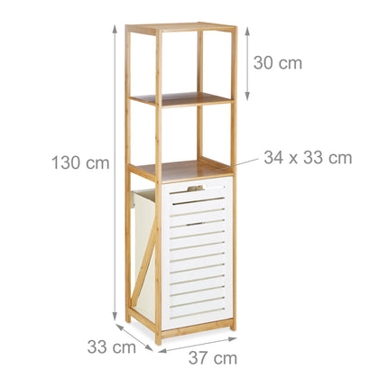 Bathroom shelf with laundry basket