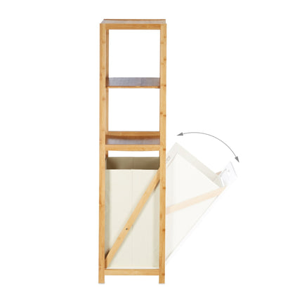 Bathroom shelf with laundry basket