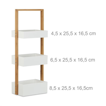 Bathroom shelf with three compartments
