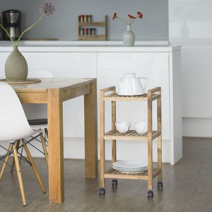 Bathroom shelf with wheels Wood