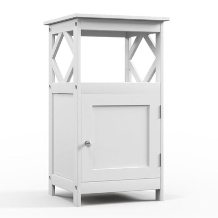 Bathroom standing cabinet with open shelf & anti-tip device, narrow side cabinet, white