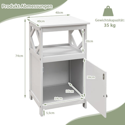 Bathroom standing cabinet with open shelf & anti-tip device, narrow side cabinet, white