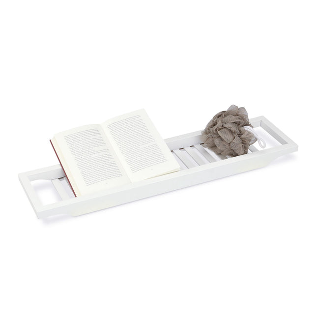 Bath shelf bamboo white lacquered