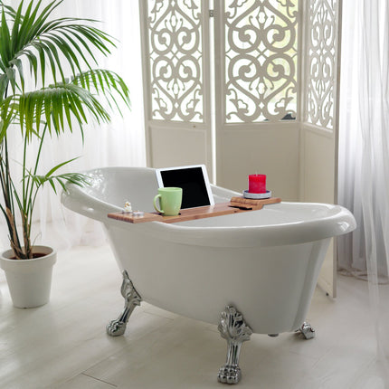 Bath shelf in bamboo with glass holder