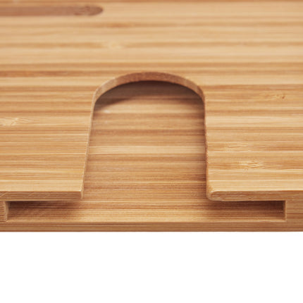 Bath shelf in bamboo with glass holder
