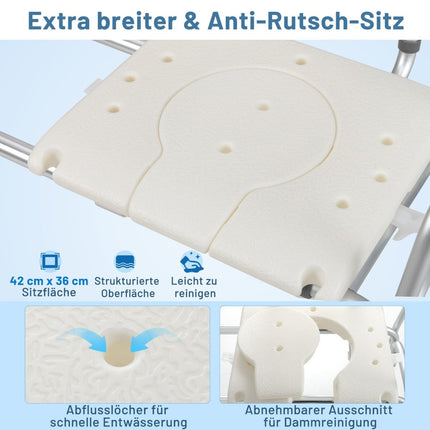Bathtub Transfer Bench, Adjustable Height, Wide Seat, Safety Belt