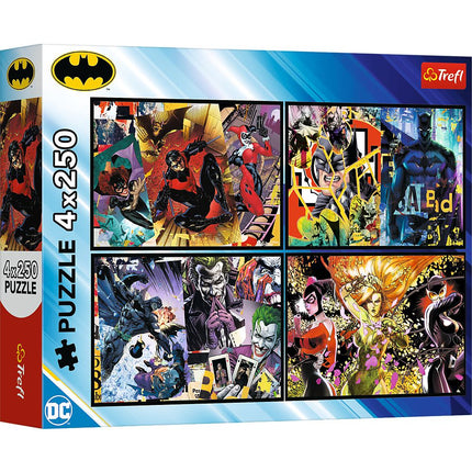 Batman Puzzle Set, 4 x 250 Pieces, Fun for All Ages