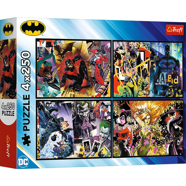 Batman Puzzle Set, 4 x 250 Pieces, Fun for All Ages