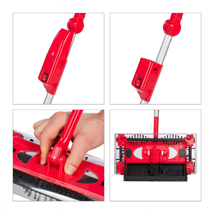 Battery-Operated Multi-Purpose Sweeper Broom, Red
