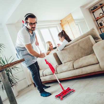 Battery-Operated Multi-Purpose Sweeper Broom, Red