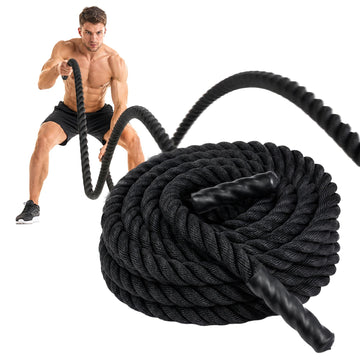 Battle Rope with Non-Slip Handles for Full-Body Workouts, Black