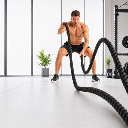 Battle Rope with Non-Slip Handles for Full-Body Workouts, Black