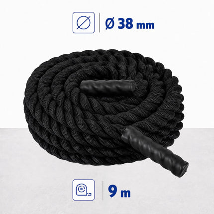 Battle Rope with Non-Slip Handles for Full-Body Workouts, Black