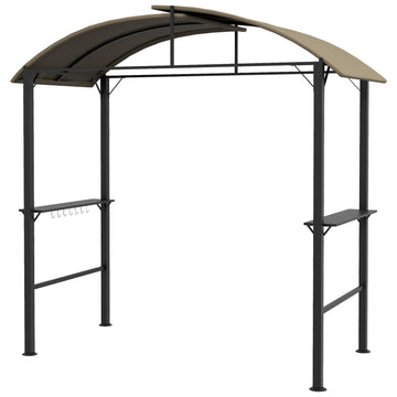 Weatherproof BBQ Grill Gazebo - Khaki, Steel, Side Shelves