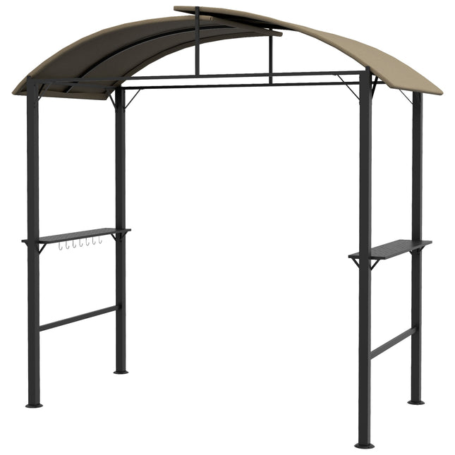 Weatherproof BBQ Grill Gazebo - Khaki, Steel, Side Shelves