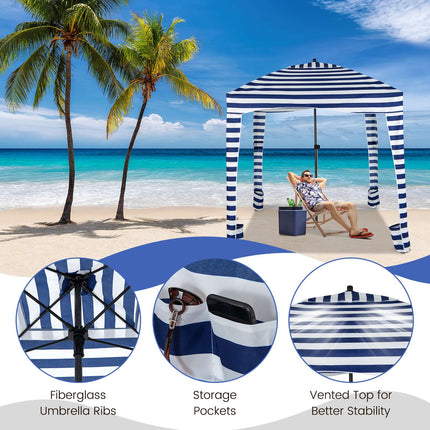 Beach Cabana Tent 6x6 Ft, Detachable Sidewall, Bag