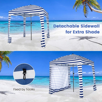 Beach Cabana Tent 6x6 Ft, Detachable Sidewall, Bag