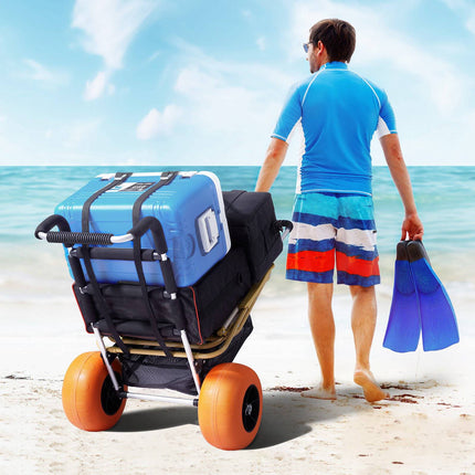 Beach Cart With 12-Inch Wheels, Folding, 165-Lb Capacity