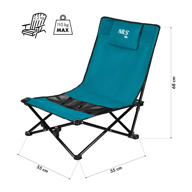 Beach Chair, Blue/Black, Foldable, Portable