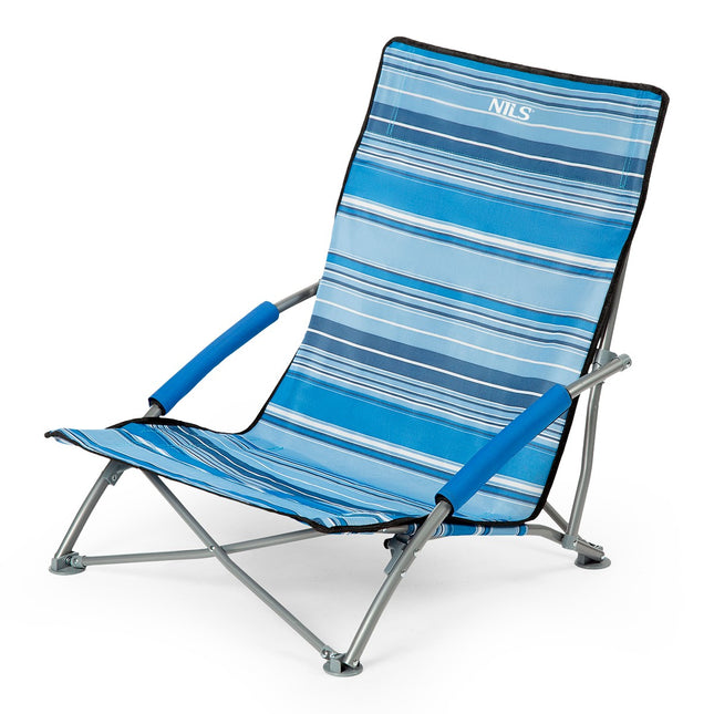 Beach Chair, Blue-White, Foldable, Lightweight