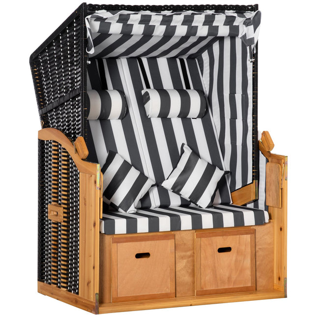 Double sun lounger, Pe Rattan, adjustable backrest