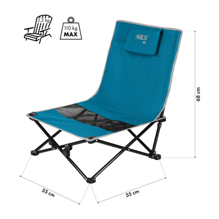 Beach Chair, Foldable, Blue/Grey, Portable