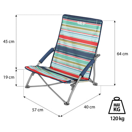 Beach Chair, Foldable, Blue-Red, Portable