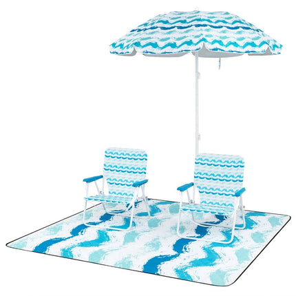Beach Chair Set with Umbrella & Blanket – Portable, Foldable