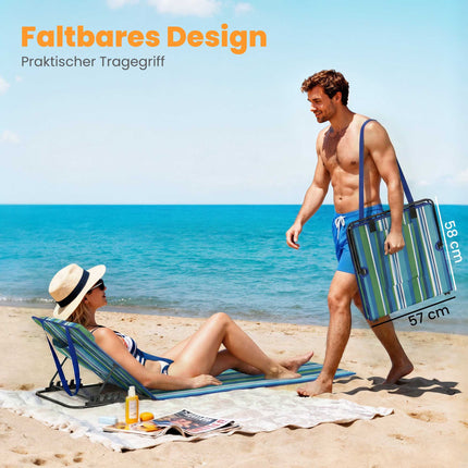 Beach Lounger Set of 2 with Adjustable Backrest and Pillow