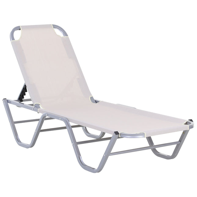 Adjustable sun lounger in aluminium, Beige 163x58.5x91 Cm