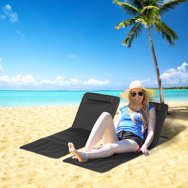 Folding beach mats, set of 2 - height-adjustable deckchairs