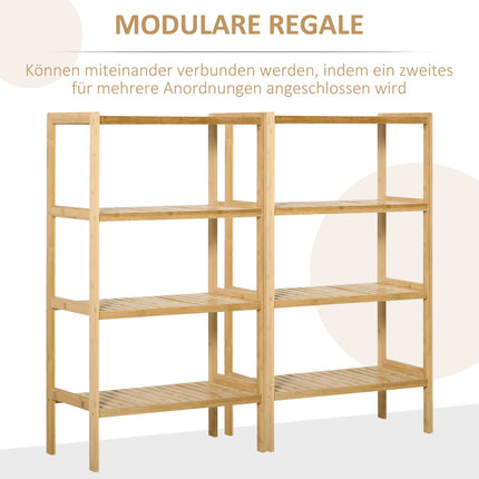 Bamboo storage shelf, 4 tiers, natural, 62x33x112cm