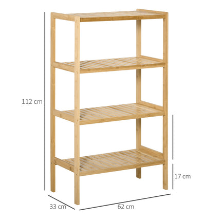 Bamboo storage shelf, 4 tiers, natural, 62x33x112cm