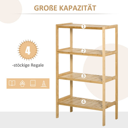 Bamboo storage shelf, 4 tiers, natural, 62x33x112cm