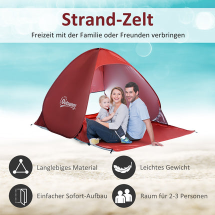 Quick assembly Pop-Up beach tent, red, 200x150x119cm