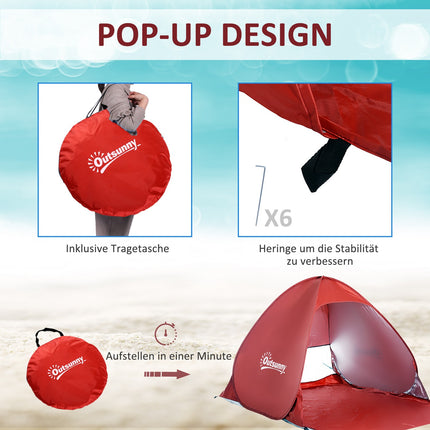 Quick assembly Pop-Up beach tent, red, 200x150x119cm