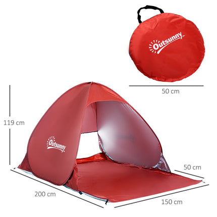 Quick assembly Pop-Up beach tent, red, 200x150x119cm