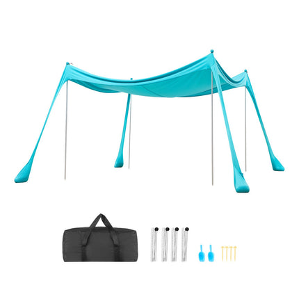 Beach Sun Shelter Canopy 3 x 3 m, UPF 50+, Sandbags
