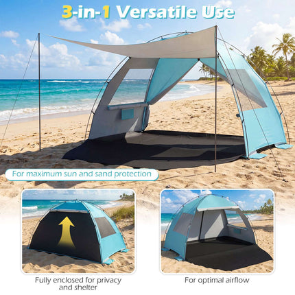 Beach Tent Sun Shelter, Pop-Up Canopy, UPF50+, 6-Person