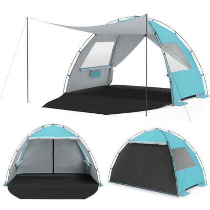 Beach Tent Sun Shelter, UPF50+, 3-4 Person, Extended Floor