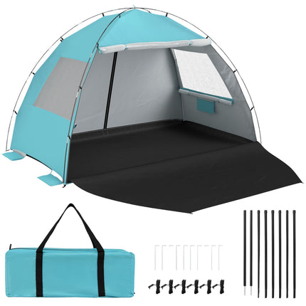 Beach Tent Sun Shelter, UPF50+, 3-4 Person, Extended Floor