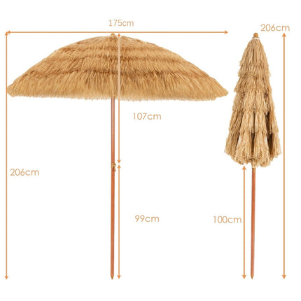 Beach Umbrella 175 cm, Adjustable Tilt, White/Beige