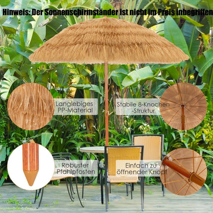 Beach Umbrella 175 cm, Adjustable Tilt, White/Beige