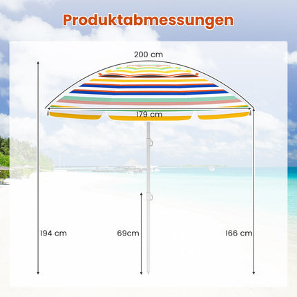 Beach Umbrella 179 cm with Sand Anchor & Carry Bag