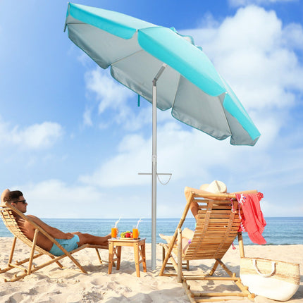 Beach Umbrella 198cm, Push-Button Tilt, Sand Anchor Bag