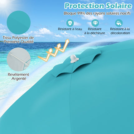 Beach Umbrella 198cm, Push-Button Tilt, Sand Anchor Bag
