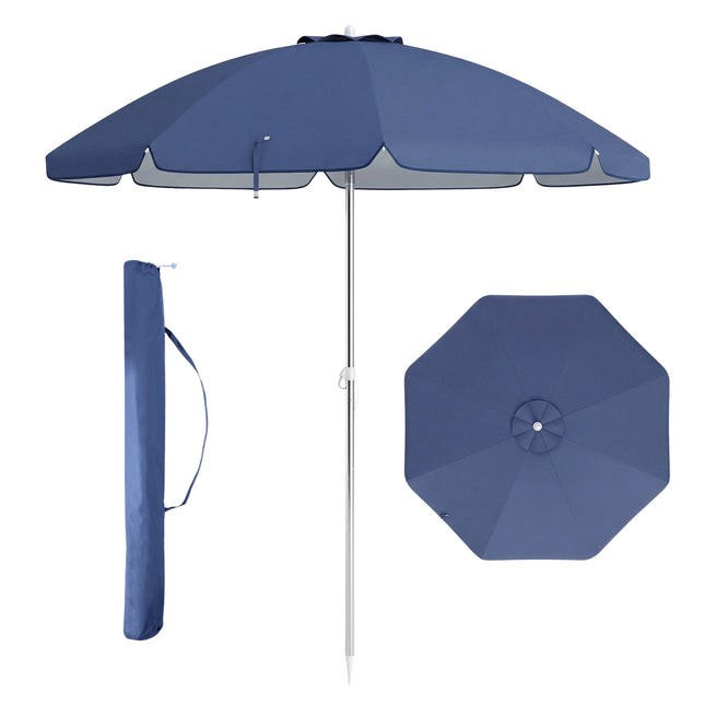 Beach Umbrella 198cm, Tilt, Sand Anchor, Carry Bag