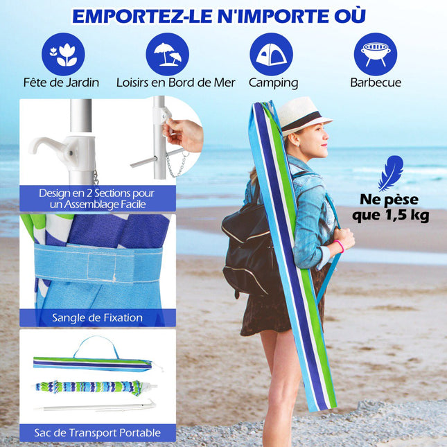 Beach Umbrella 198cm, Tilt, Sand Anchor, Carry Bag